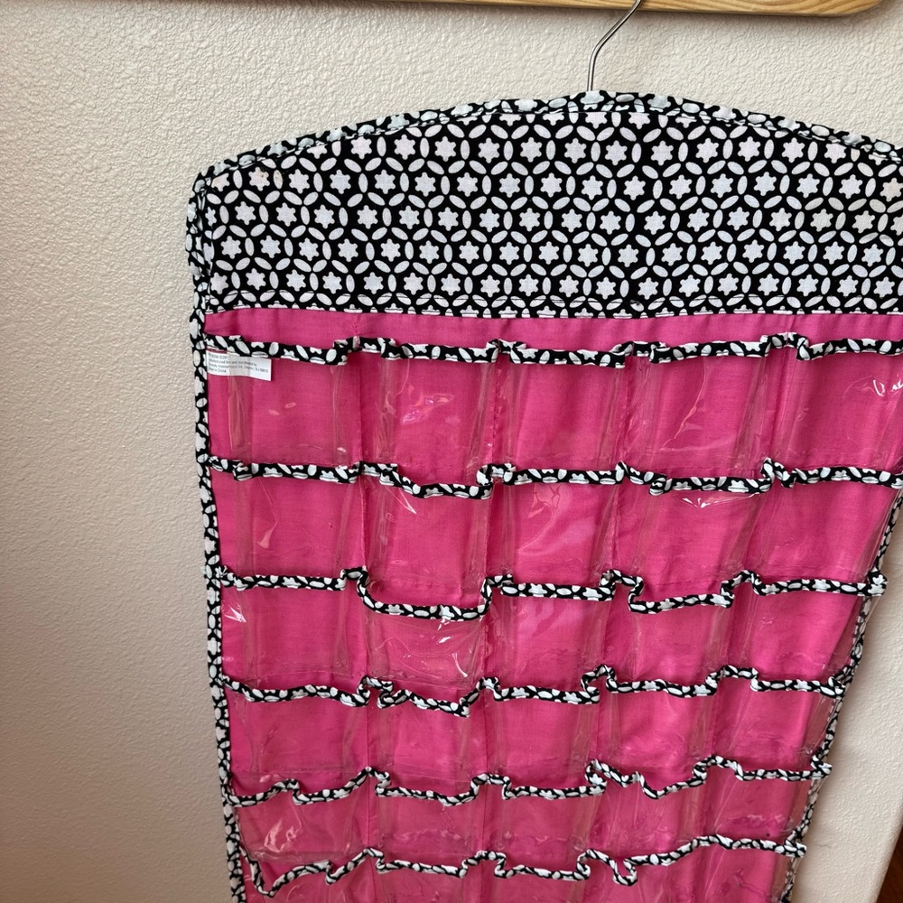 Pink Hanging Jewelry & Accessory Organizer - Patterned Top - Picture 2 of 4